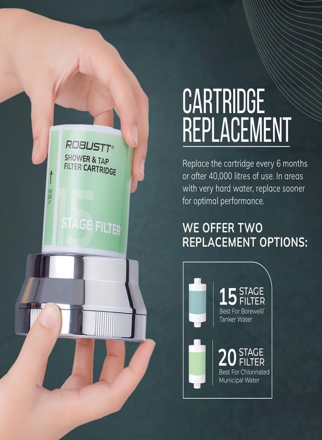 روبوست فلتر دش فونتان إكس المتين مع رأس دش | قطر 4 بوصات | مُنعم مياه عسرة من 15 مرحلة للاستحمام والمنزل | يقلل من تساقط الشعر وجفاف البشرة | يزيل الكلور والشوائب والروائح الكريهة - Image 5